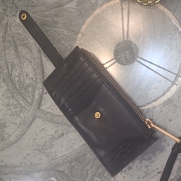 Margot Black slim leather Faye Card case wallet wristlet nwot - Picture 6 of 9